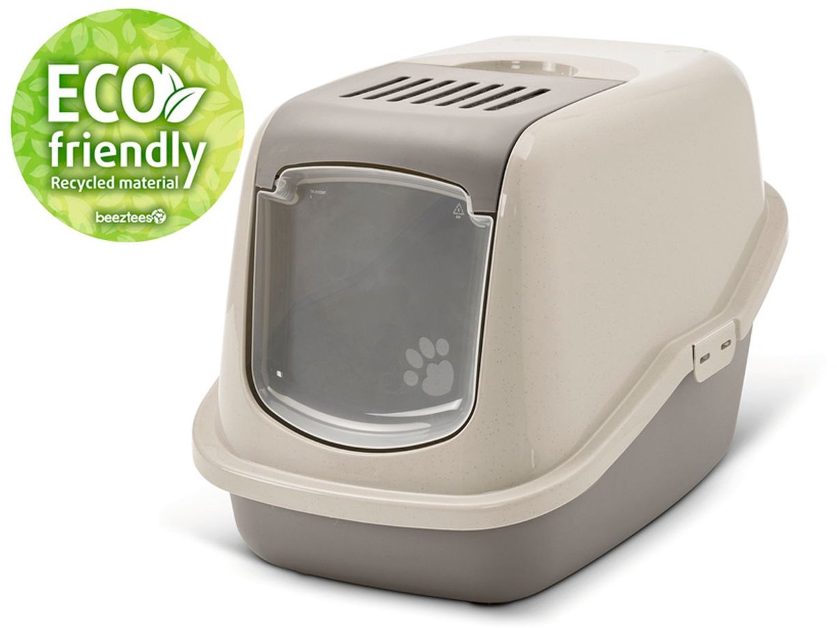 Savic kattentoilet nestor happy planet 56x39x38.5 cm - kattenbak - mokka graniet grijs