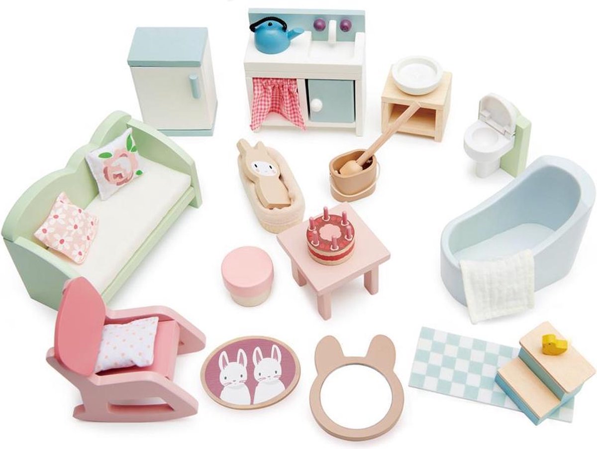 Tender leaf toys poppenhuisinrichting countryside hout 23-delig