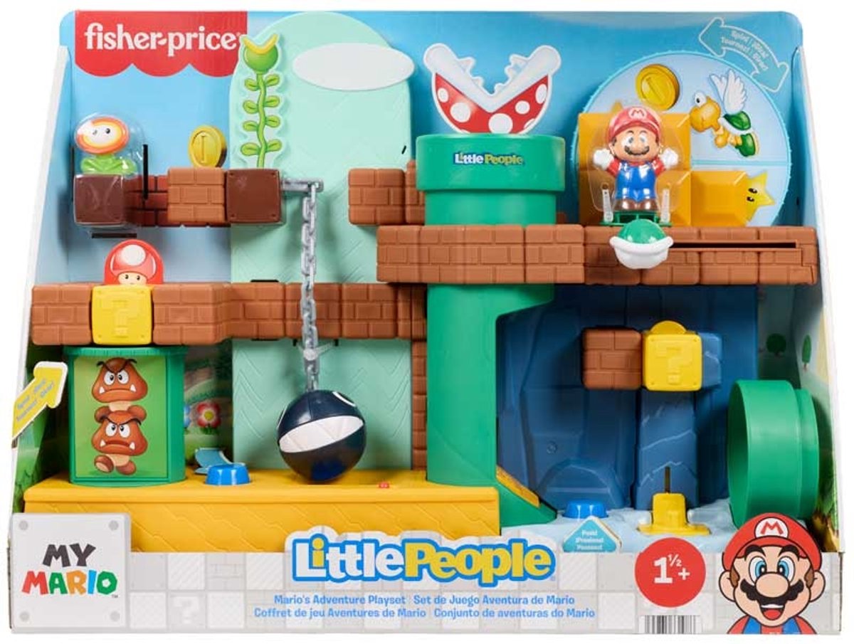 Mattel fisher-price little people my mario adventure speelset - muzikaal peuterspeelgoed met 2 figuren