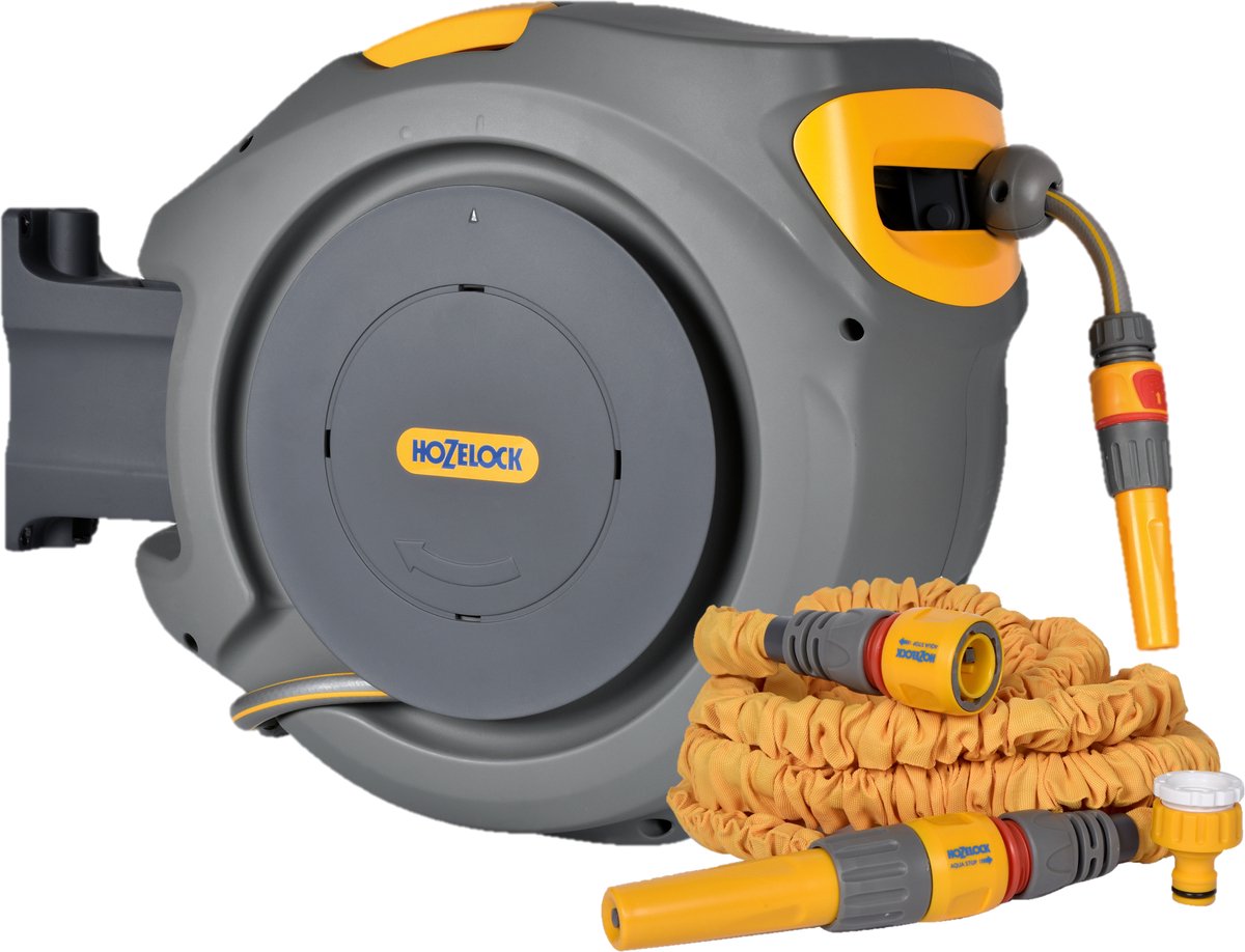 Hozelock auto reel 25 meter + superhoze uitrekbare slang 7,5 meter