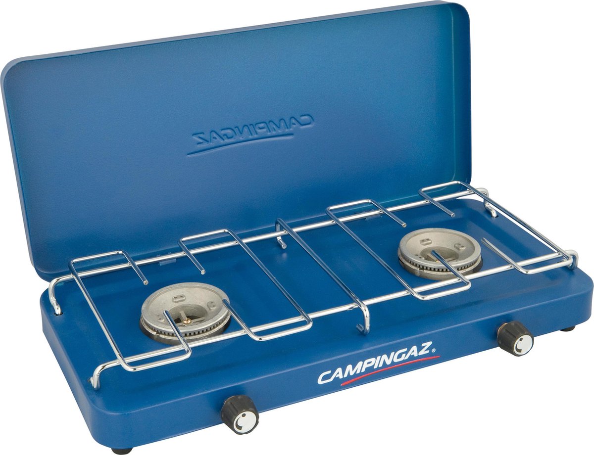 Campingaz base camp camping kooktoestel - 2 pits camping gas kooktoestel - 2x 1600 watt - blauw