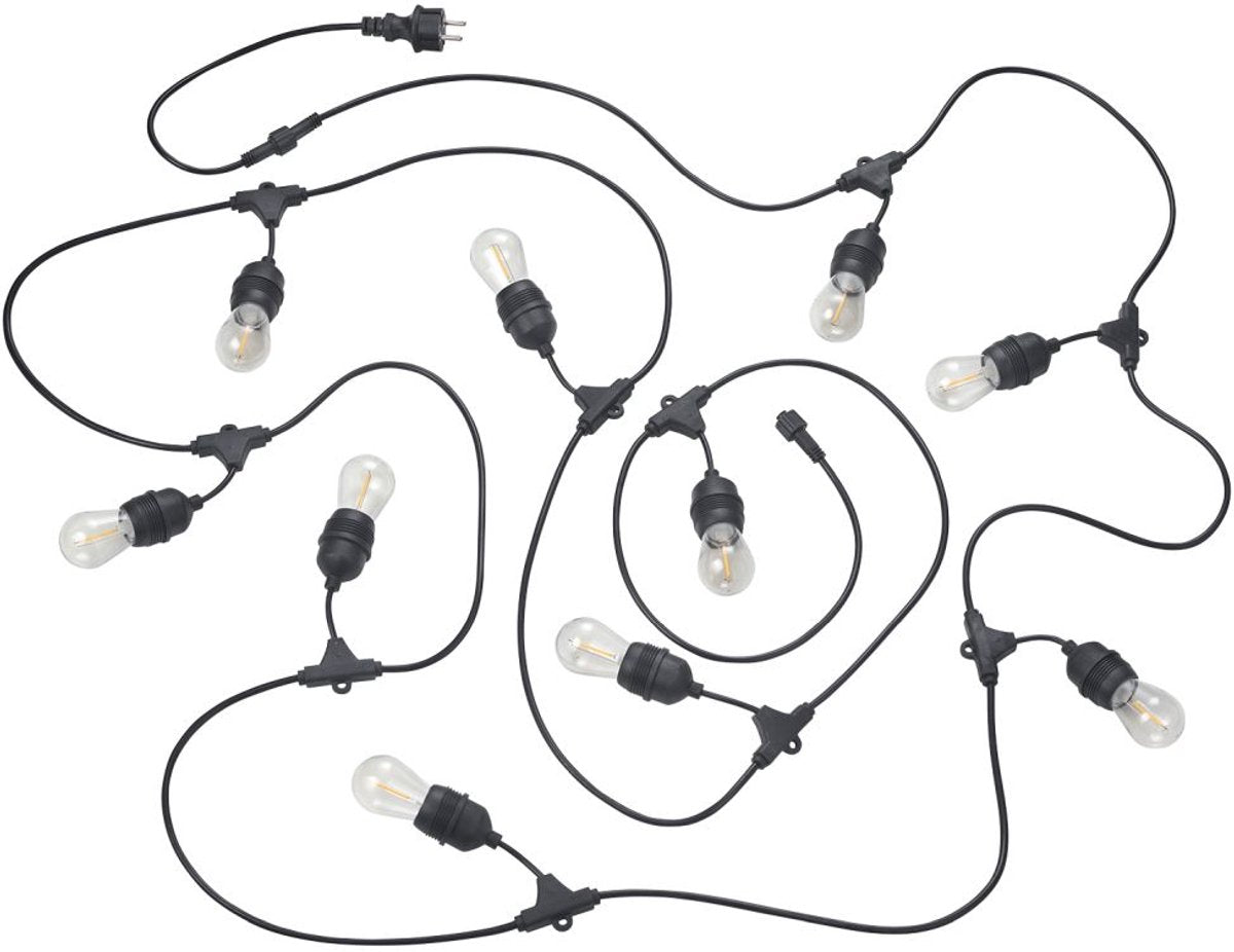 Rl live your light reality chain - lichtsnoer - zwart mat - incl. 10x e27 1 w - niet geschikt voor externe dimmer - wand- en plafondmontage - buitenverlichting - ip44