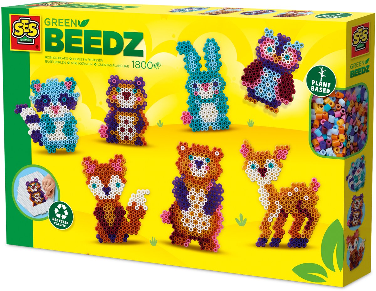 Ses creative ses green beedz - strijkkralenset bosdieren
