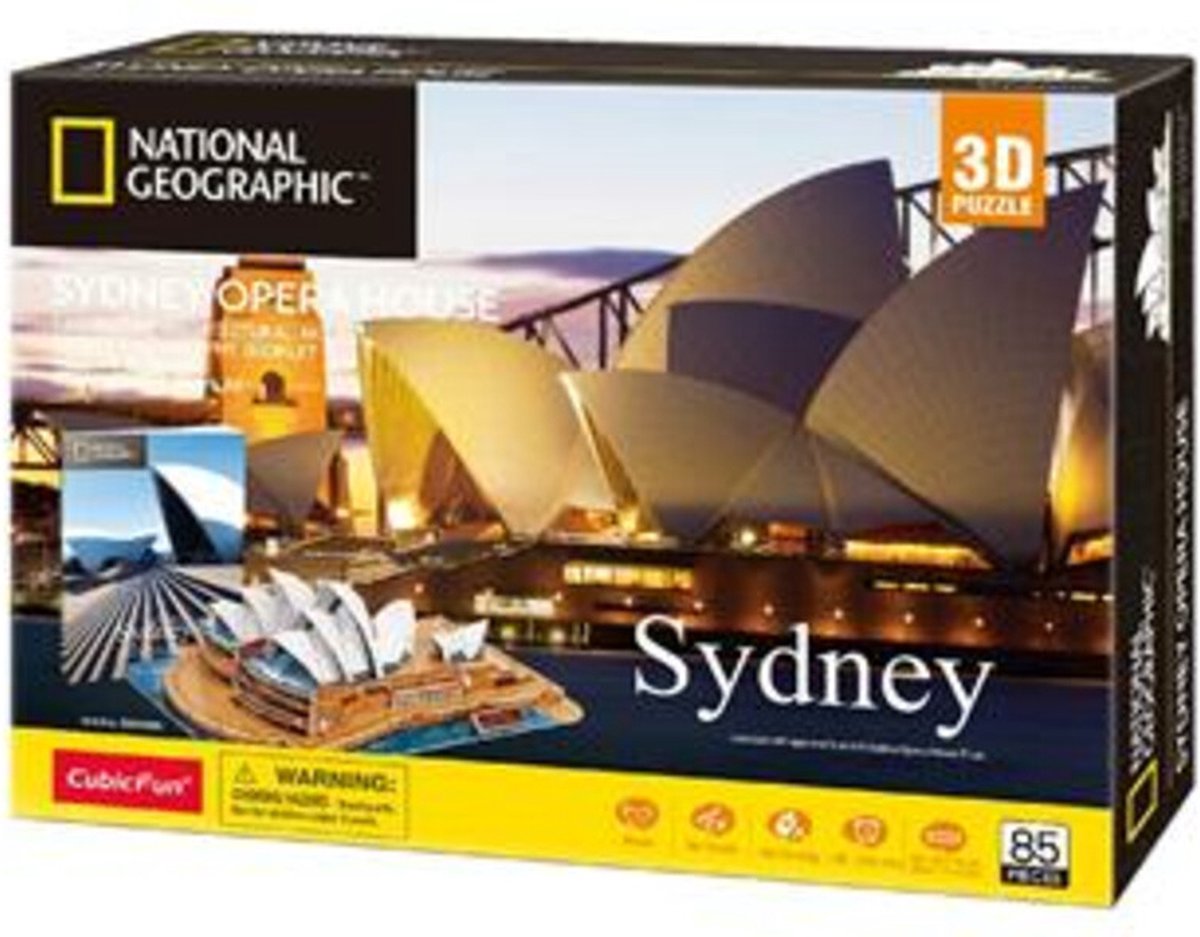 Cubic fun national geographic 3d puzzel sydney opera house - architectuur - 128 stukjes