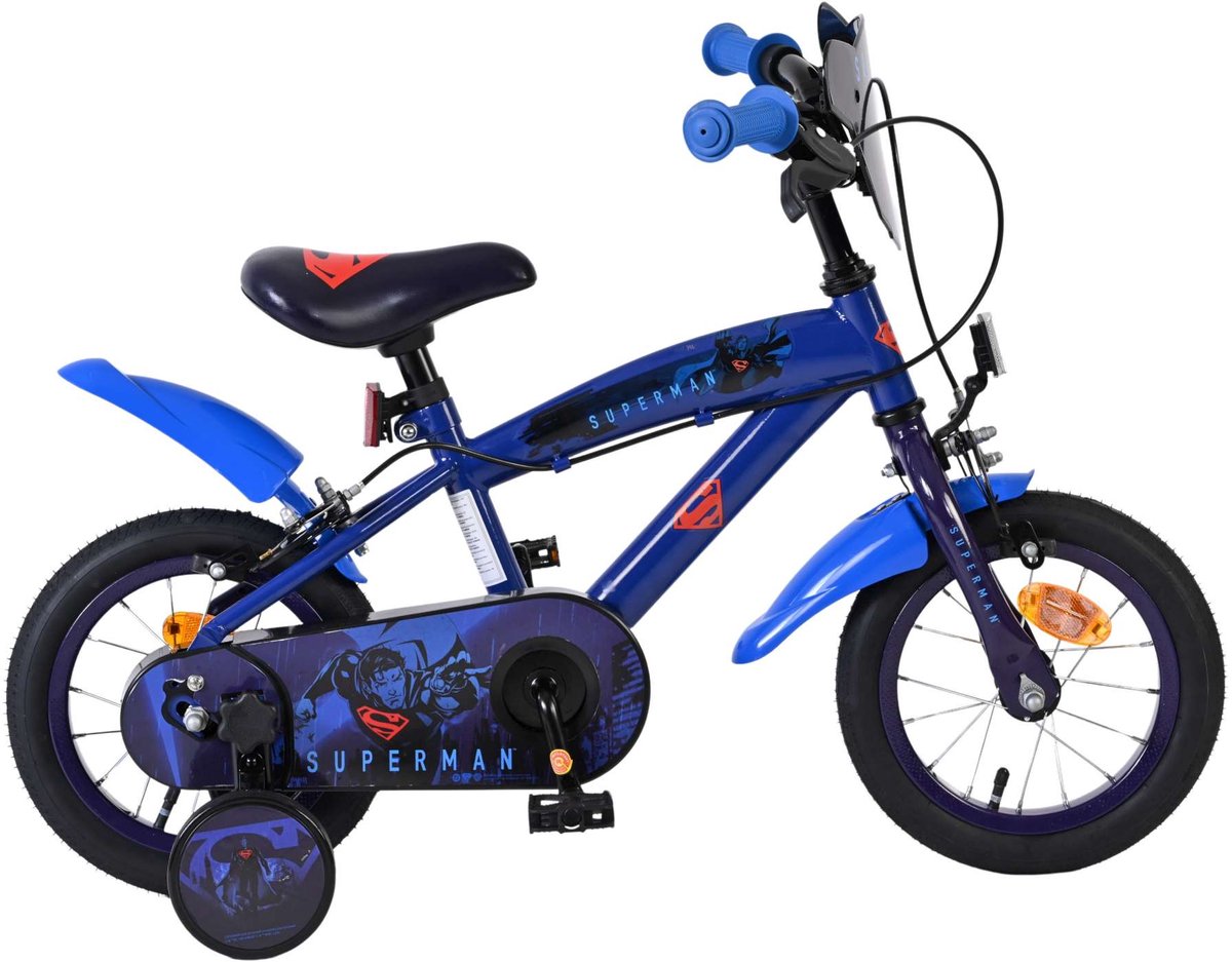 Volare superman kinderfiets - jongens - 12 inch - blauw - twee handremmen