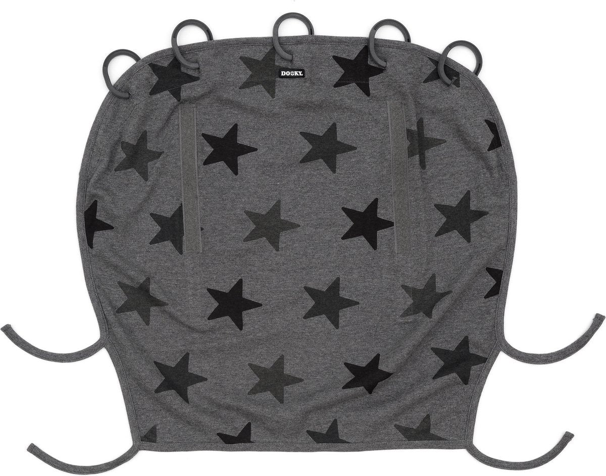Dooky universal cover zonnescherm kinderwagen - uv bescherming voor je kind - zonnedoek buggy - grey stars