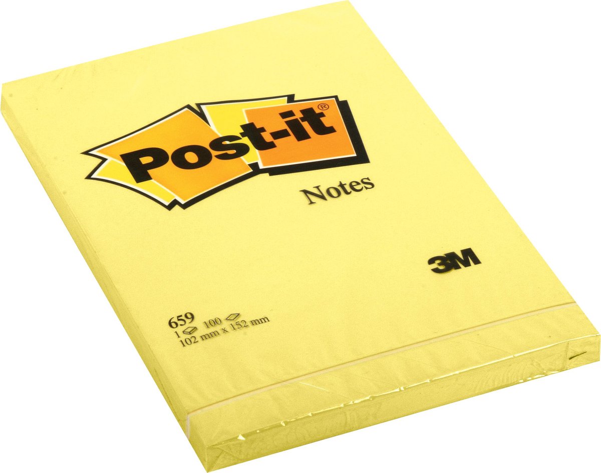 Post-it â® notes, canary yellowâ„¢, 1 blokje, 101 x 152 mm