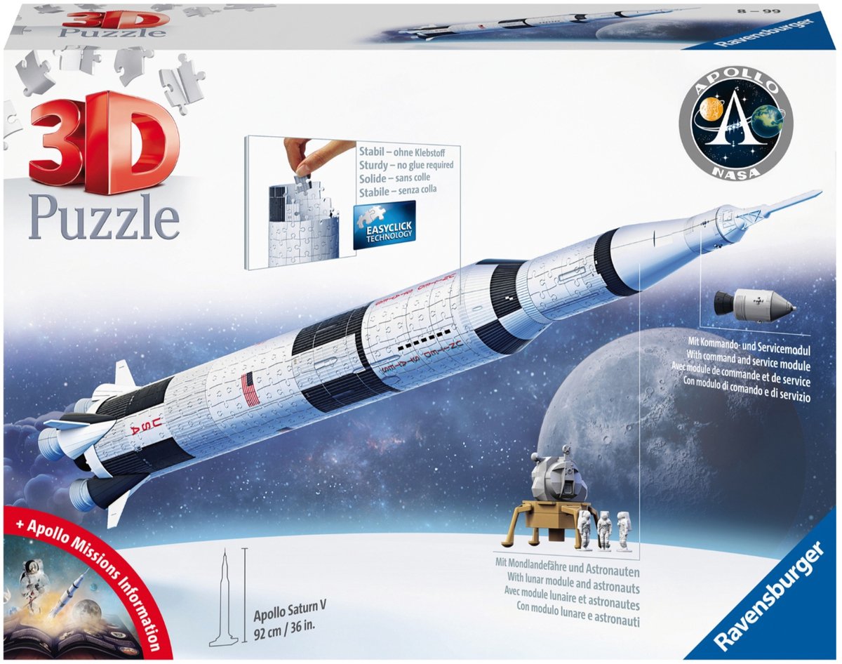 Ravensburger apollo saturn v rocket - 3d puzzel - 440 stukjes