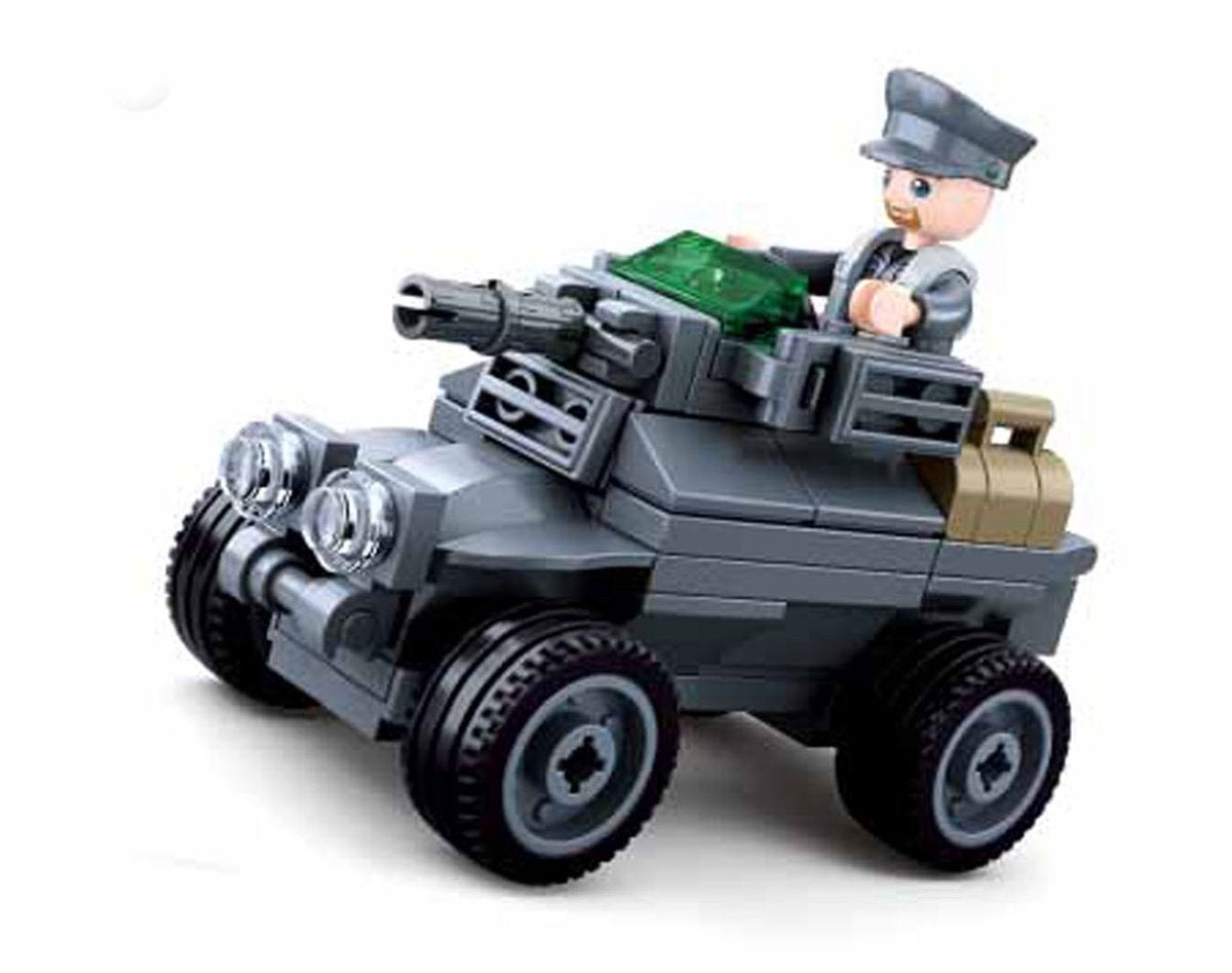 Sluban army ww2 pantservoertuig bouwspeelgoed kinderen vanaf 6 jaar – constructiespeelgoed modelbouw militair voertuig – bouwdoos met 79 bouwstenen en 1 minifiguur – m38-b0680c