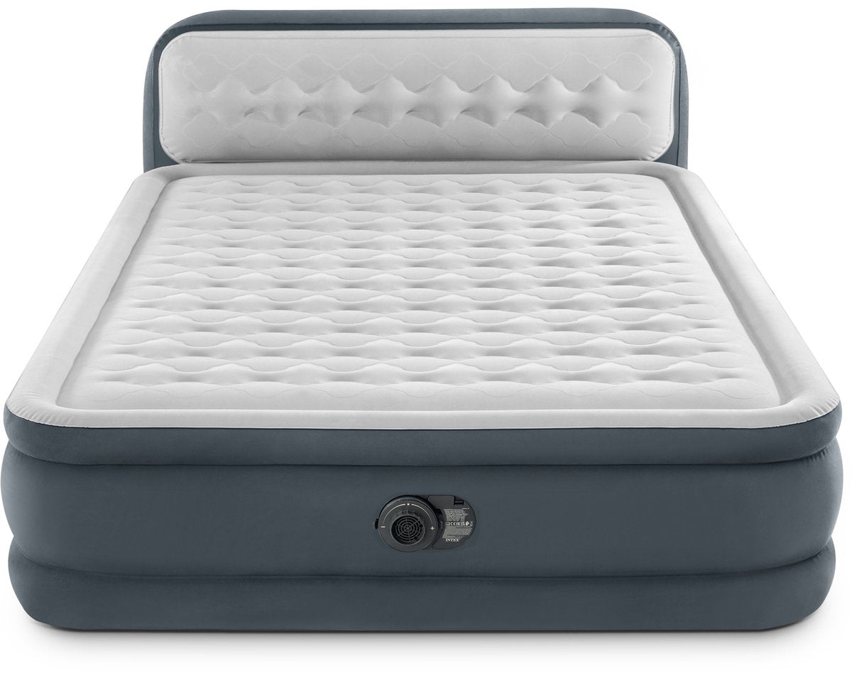 Intex queen ultra plush headboard luchtbed met ingebouwde pomp - 203x152x46cm