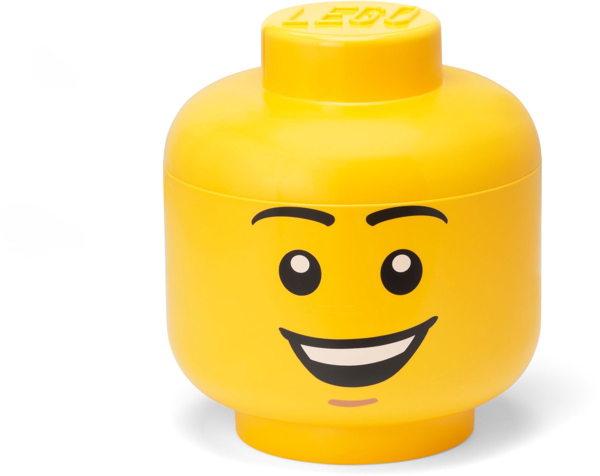 Lego opbergbox, opbergdoos, groot, 24 cm, hoofd, happy boy -