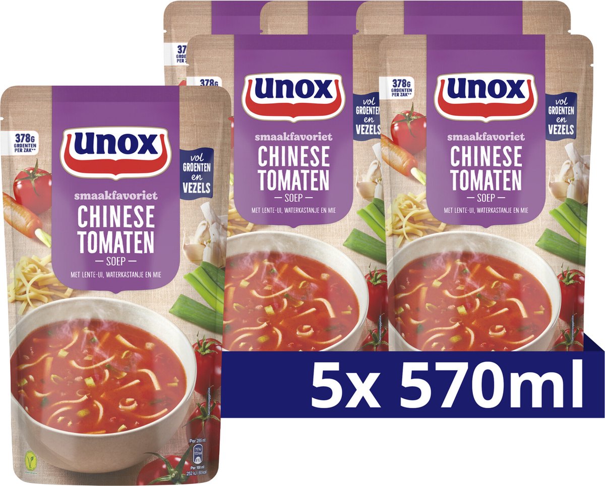 Unox - soep in zak - chinese tomatensoep - 5 zakken x 570 ml