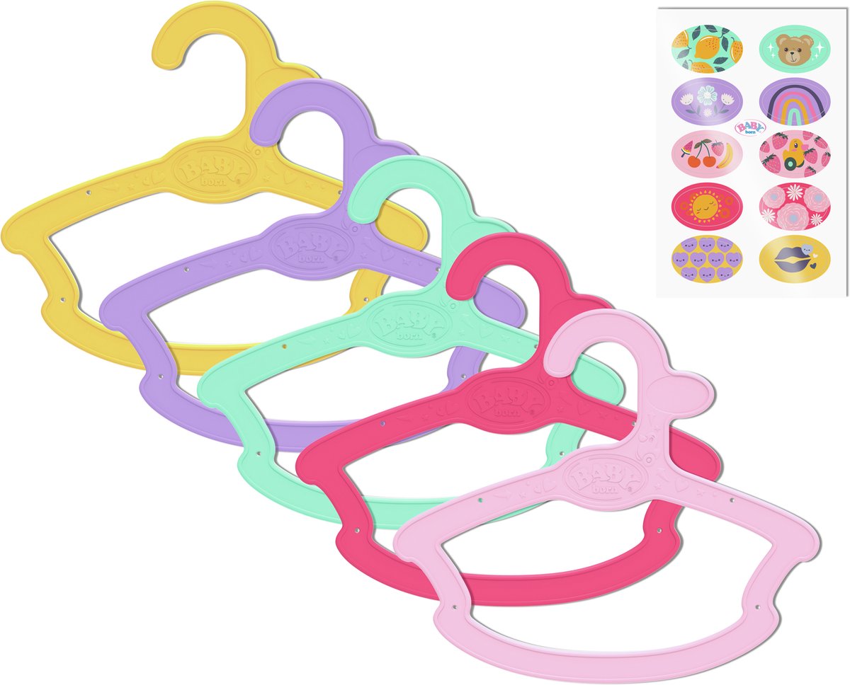 Baby born - kledinghangers - pakket van 5 - verschillende kleuren - 43 cm