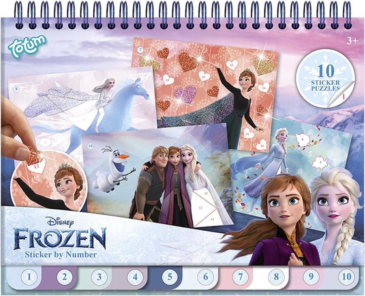 Totum disney frozen vakantie doeboek sticker puzzelboek - stickeren op nummer en kleurboekje - sticker by number educatief speelgoed knutselen 25-delig