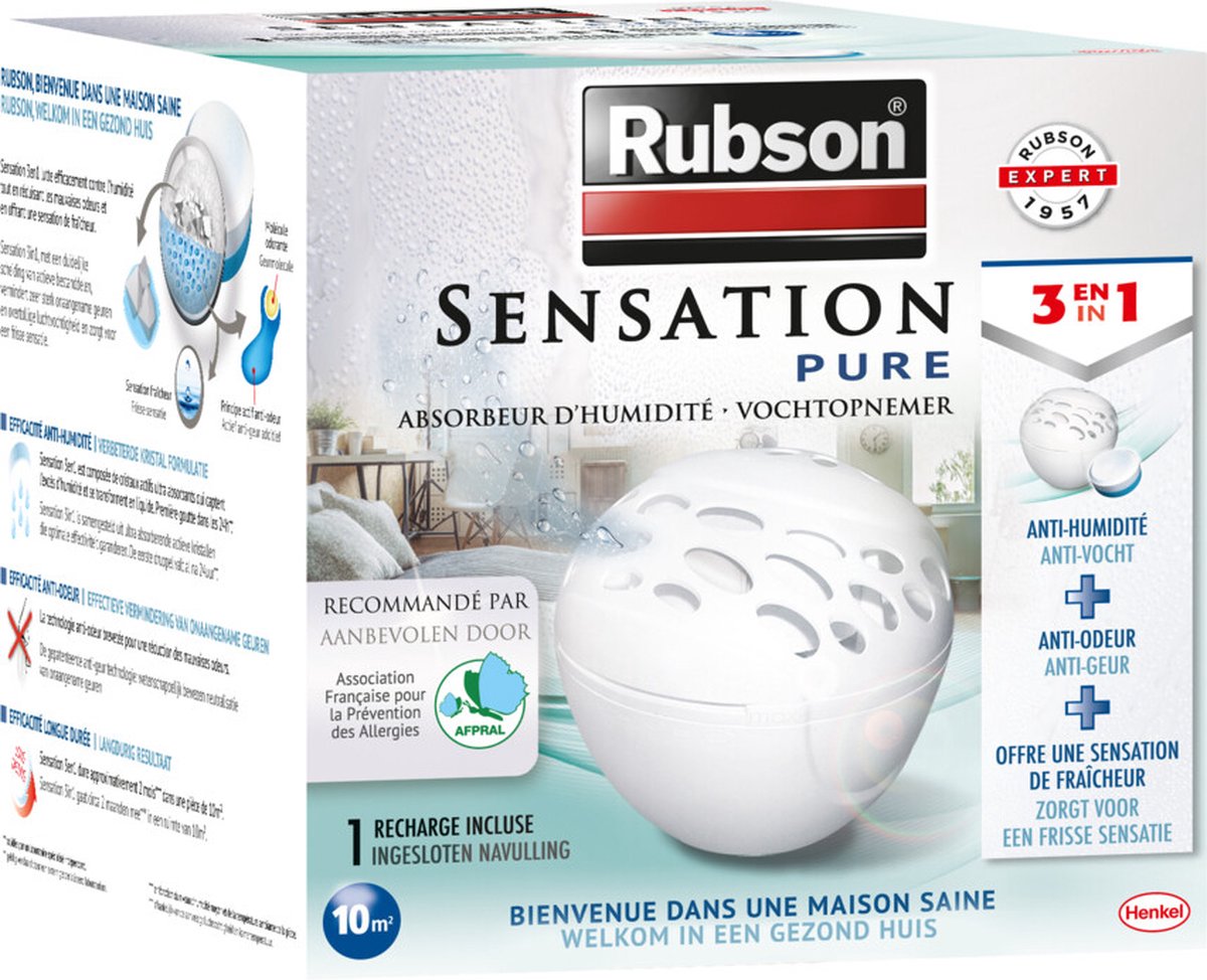 Rubson sensation auto vocht vanger toestel 300g | luchtontvochtiger toestel | auto | vochtopnemer binnenhuis auto