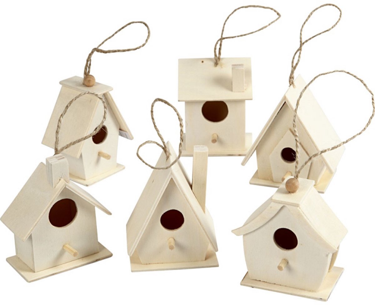 Creativ company vogelhuis hout 7cm, 6st.