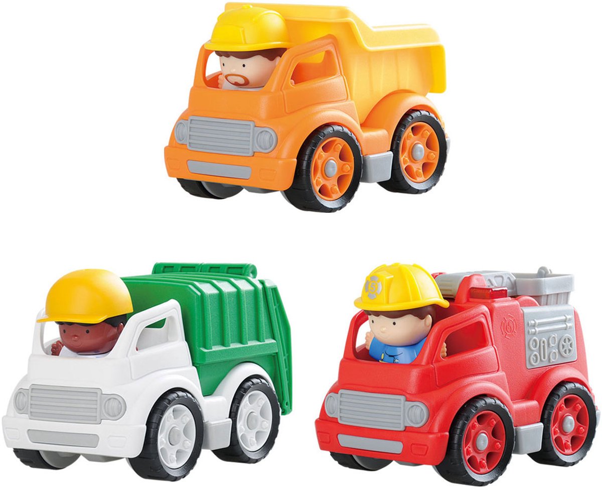 Playgo werkvoertuigen met figuren speelset - 6dlg.