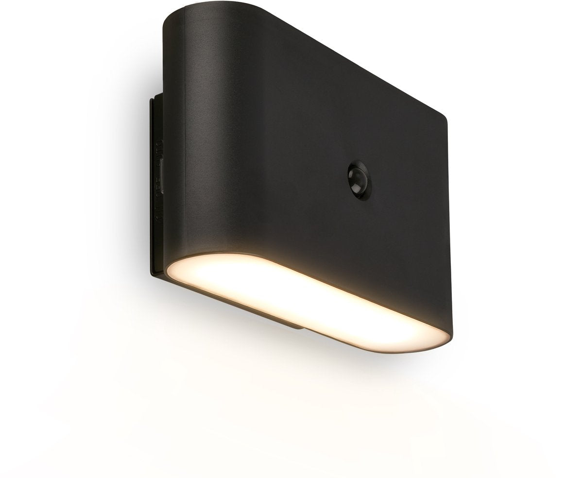 Briloner chet – led wandlamp oplaadbaar – zonder stroom boren – met bewegingssensor – warm wit licht – met kleefpad – zwart – 16 x 9,5 x 6,5 cm