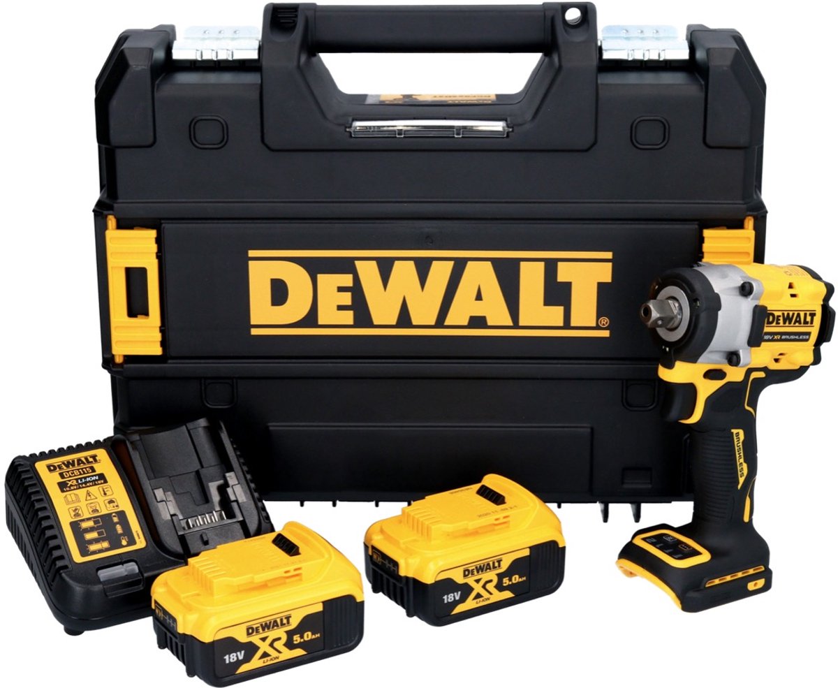 Dewalt dcf922p2t accu slagmoersleutel 406nm 1 2 borgpin 18v xr 5.0ah in tstak