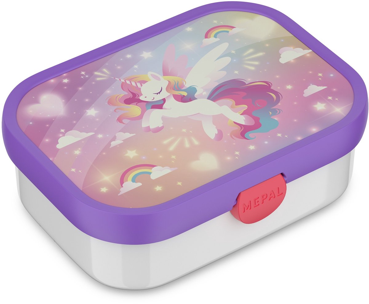 Mepal lunchbox campus - 750 ml - broodtrommel met vakjes voor kinderen - geschikt voor 4 boterhammen - unicorn glow