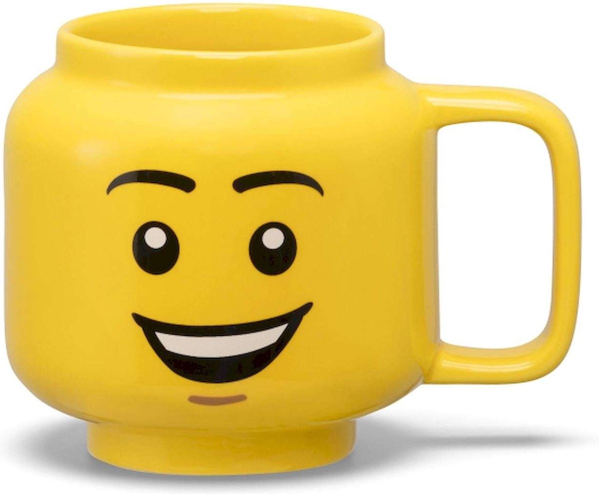 Lego - keramische mok hoofd happy boy 255 ml - aardewerk - geel
