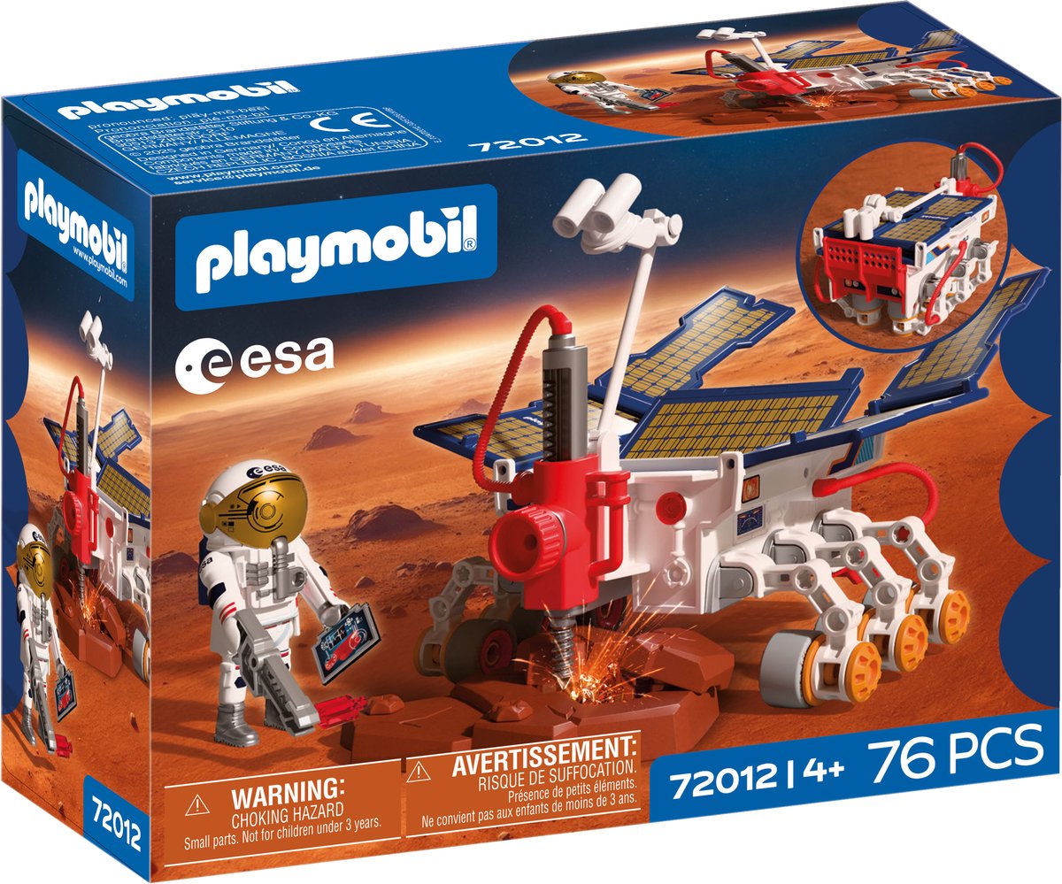 Playmobil space esa mars exploration rover | astronaut - mobiele rover met boor zonnepanelen | hoogwaardige ruimtespeelgoedset voor kinderen vanaf 4 jaar | 72012