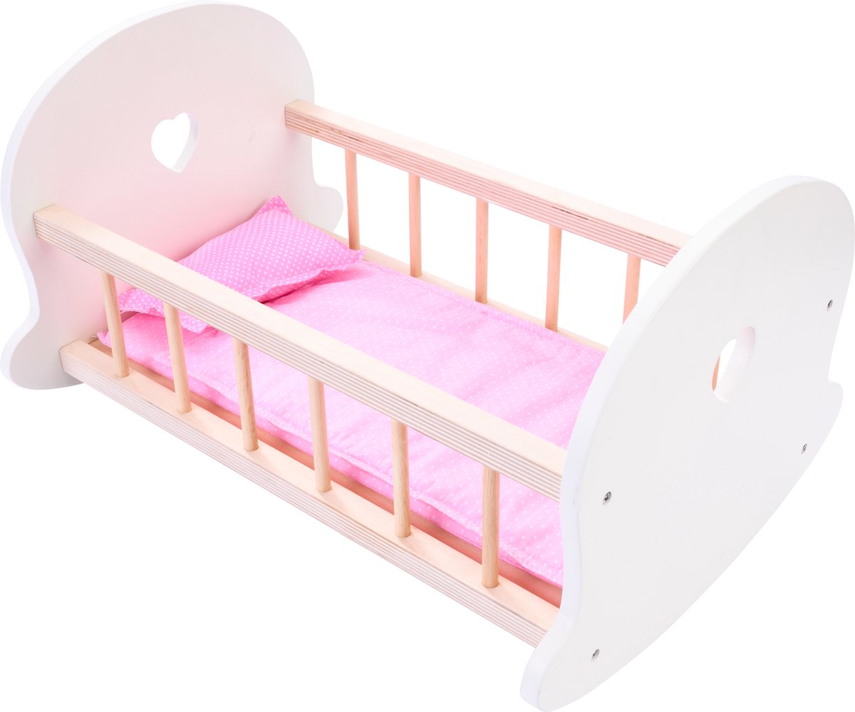 Angel toys poppenbedje schommelwieg, roze wit