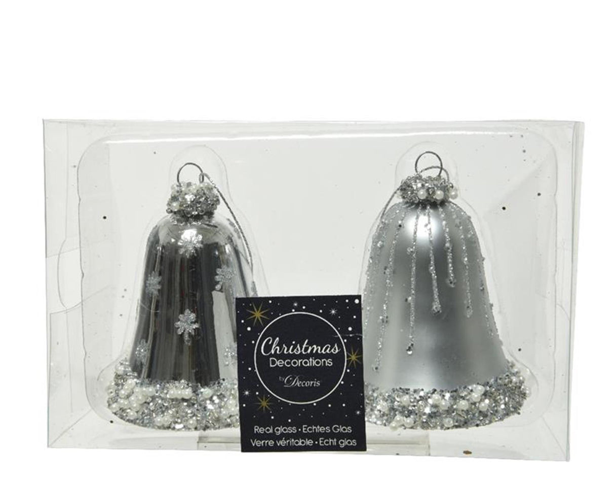 Decoris kersthangerset klokje set a 2 stuks zilv