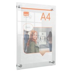 Nobo premium plus wandgemonteerde a4 poster frame voor documenten, posters - met hoekmontage - transparant acryl