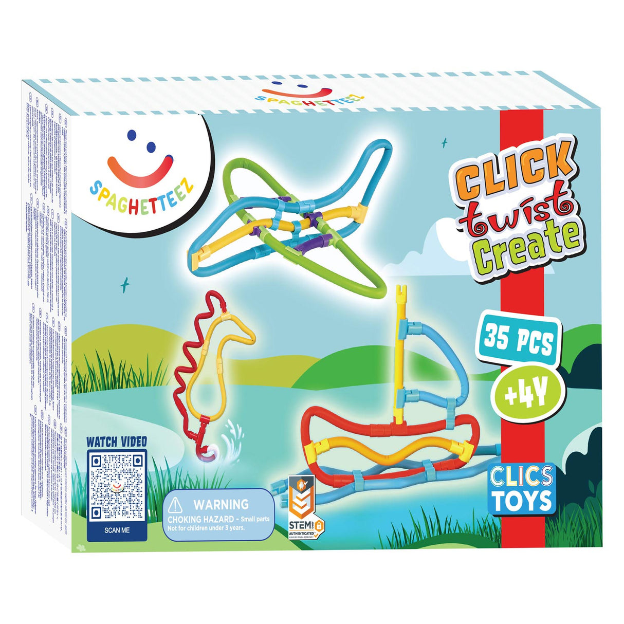 Clics spaghetteez 3d art flexibele bouwstaafjes, 35dlg.