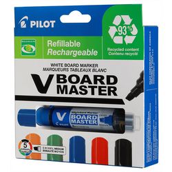 Pilot v-board master markeerstift 5 stuk(s) beitelvormige punt zwart, blauw, groen, oranje, rood