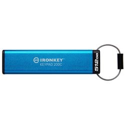 Usb-stick kingston ironkey keypad 200 512 gb blauw