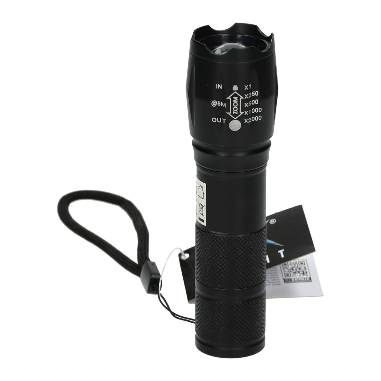 Zaklamp zwart, 13cm