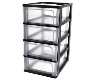 Iris organizer chest ladesysteem - 4 lades - 4 x7l - kunststof - zwart transparant