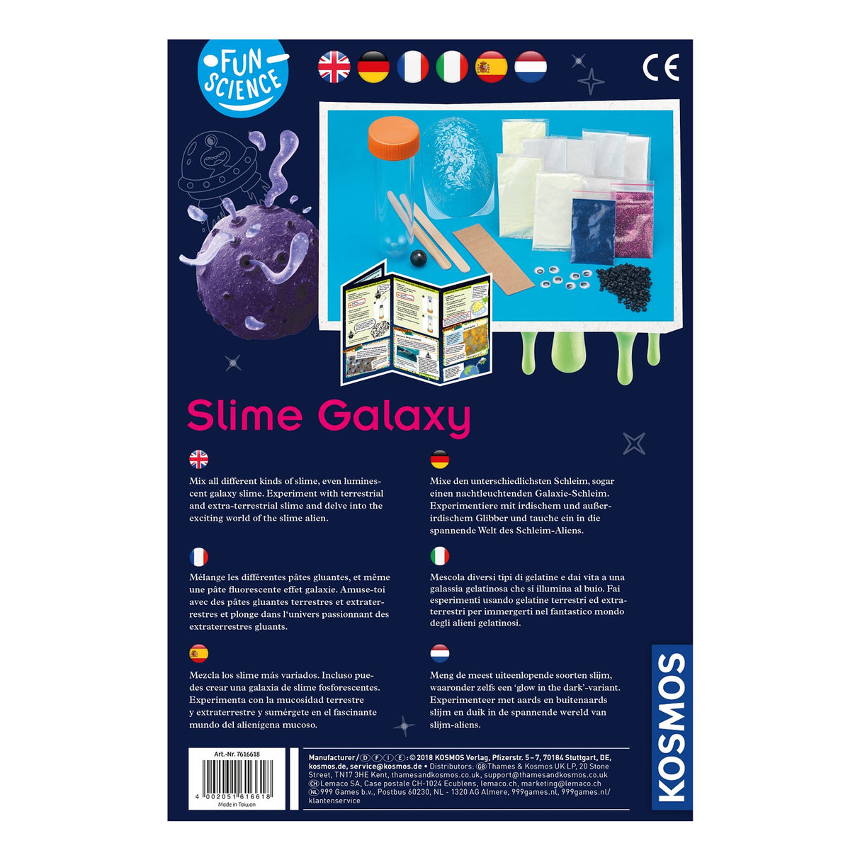 Kosmos slime galaxy – experimenteerset – maak je eigen kosmische slijm – met glitterpoeder en galactisch effect – slijm maken in ruimte-thema