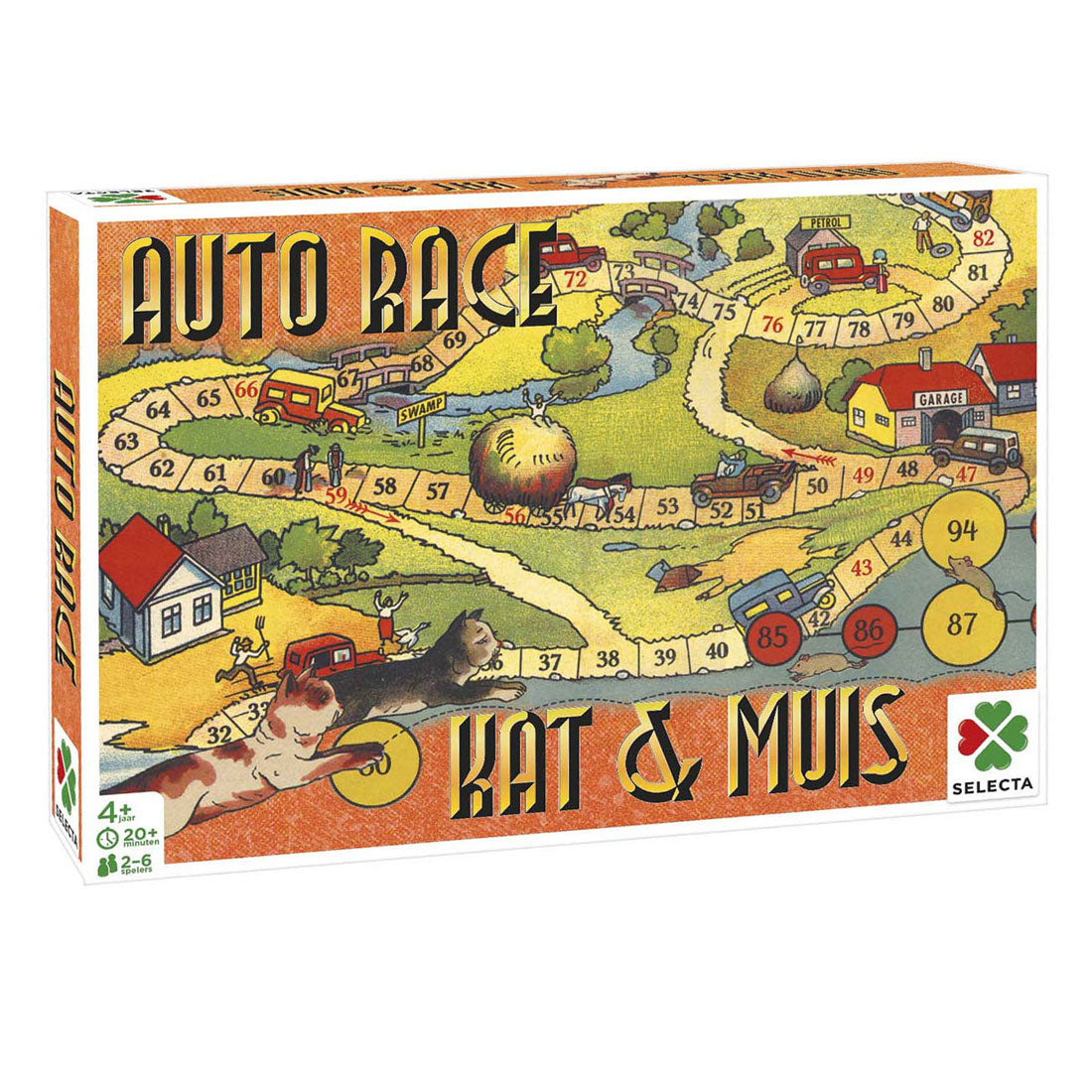 Selecta bordspel spellen van toen - auto race kat muis