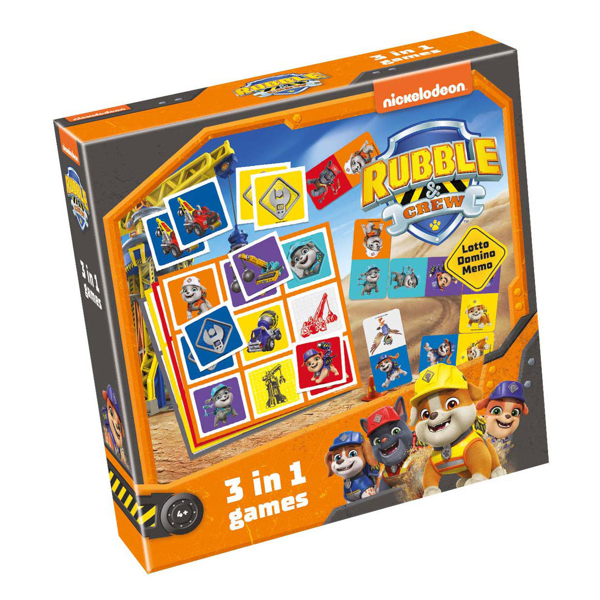 Tactic paw patrol rubble crew 3-in-1 spellenverzameling – kaartspel – lotto – domino – memo – kinderspel vanaf 4 jaar