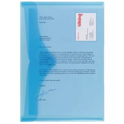 Documentmap vk pp 180g m2 a4 33,5x23,5cm blauw.100 vel drukknop etiket