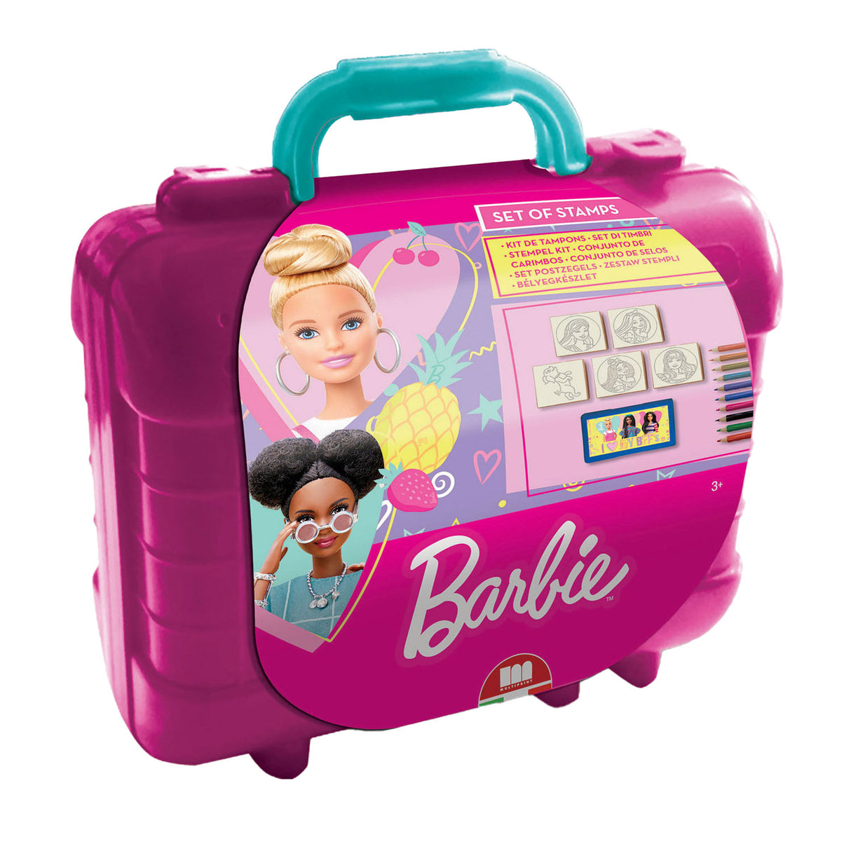 Multiprint barbie creatieve reis stempel- en kleurkoffer voor kinderen.