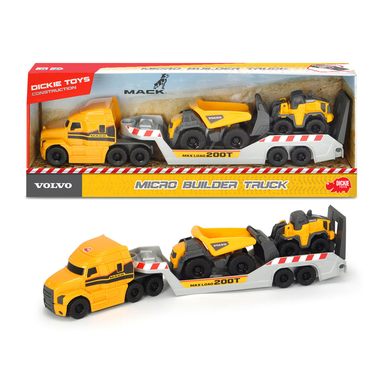 Dickie volvo micro transporter met werkvoertuigen