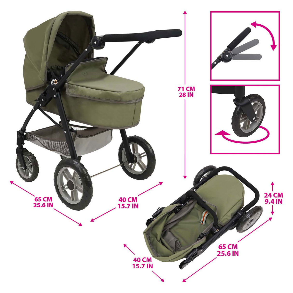 2-in-1 poppenwagen