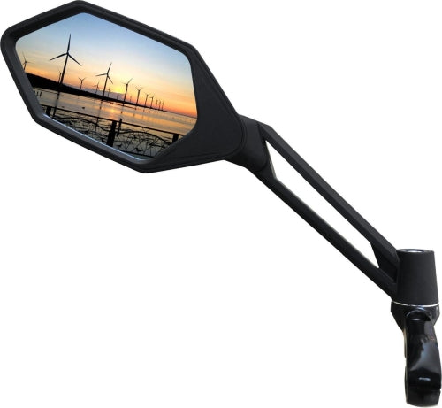 Spiegel links E-bike zwart luxe verstelb. stuurbevestig.