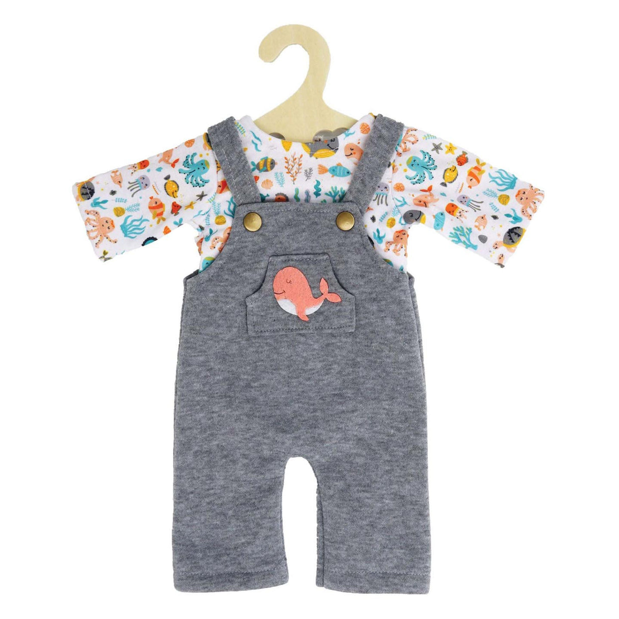 Heless poppentuinbroek met t-shirt roze walvis, 35-45 cm