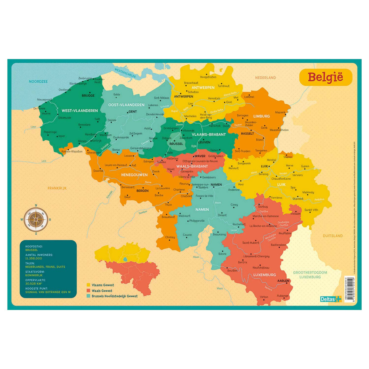 Deltas educatieve onderlegger - kaart belgië