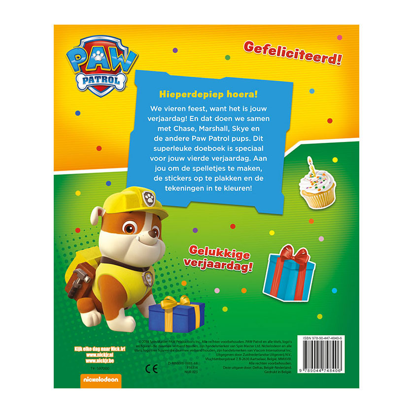 Paw patrol verjaardagsboek - hoera, 4 jaar!