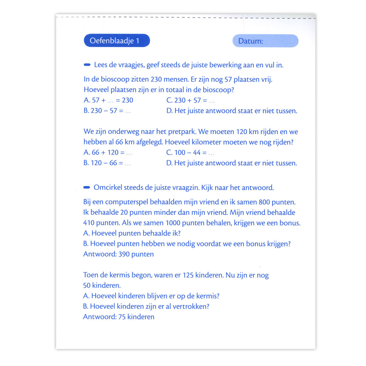 Deltas oefenblaadjes vraagstukken rekenraadsels (8-9 j.)