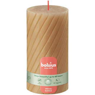 Bolsius rustiek twist stompkaars 130 68 oat beige | 4 stuks