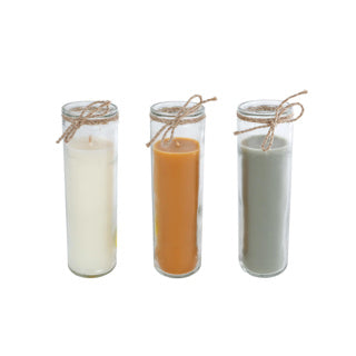 Kaars seed of life 3 assorti glas 5x5x17 cm | 5 stuks