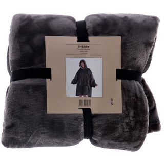 No brand hoodie plaid sherry 70x110 cm charcoal grey