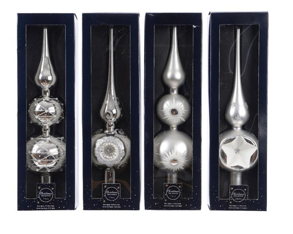 Decoris piek glas zilver 31cm